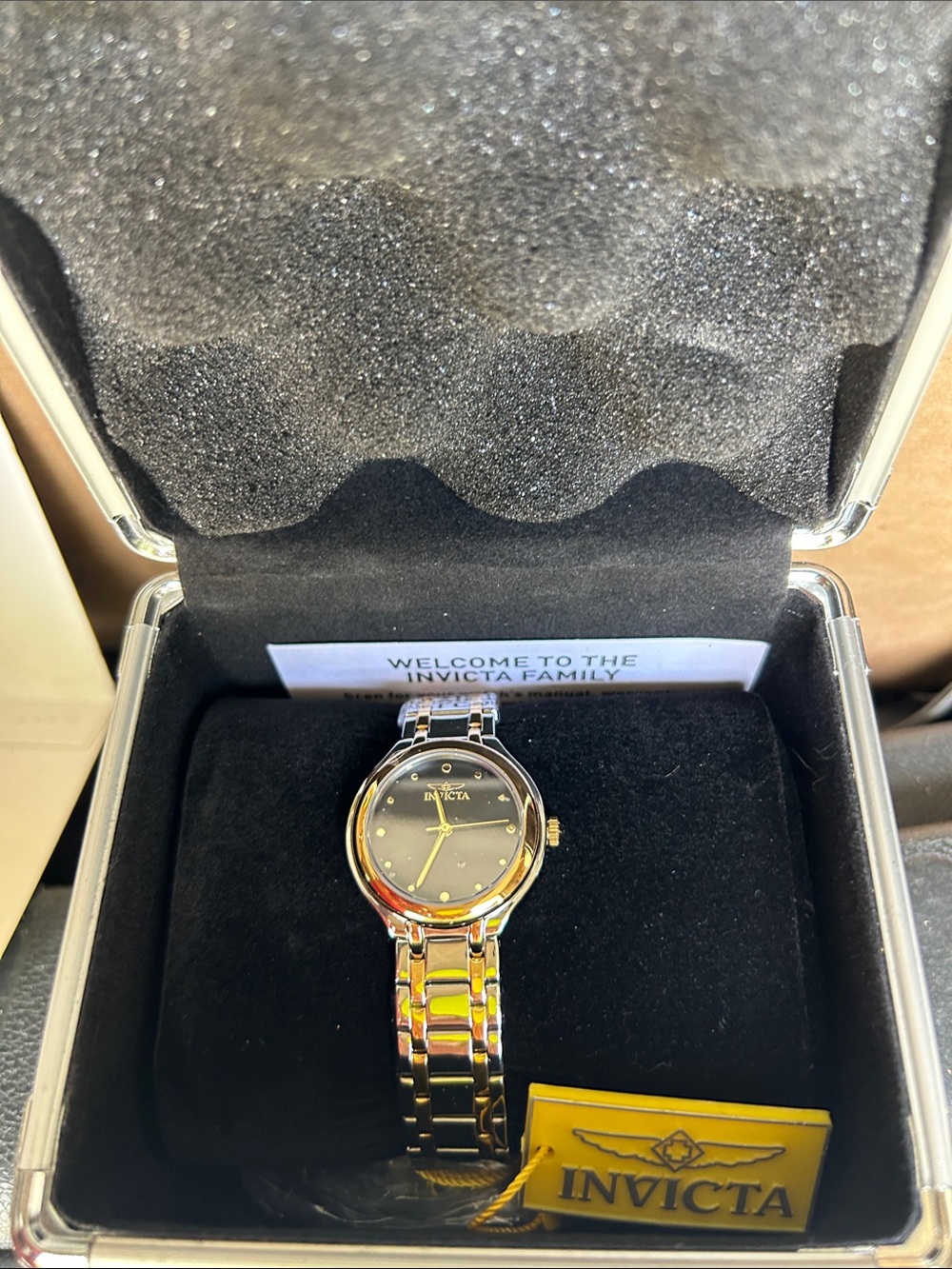 Invicta Two-Tone Gold and Silver Women's Bracelet Watch with Black Dial